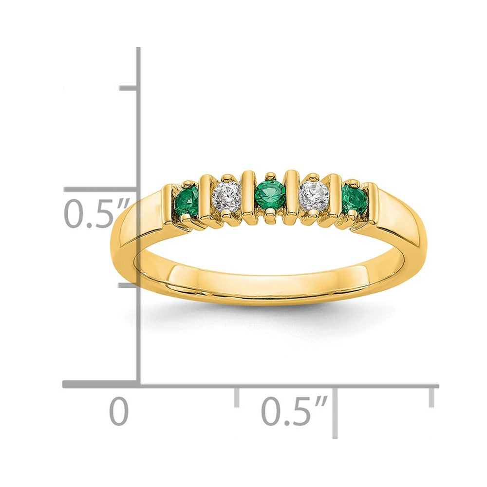 14k Yellow Gold Real Diamond w/Emerald Band