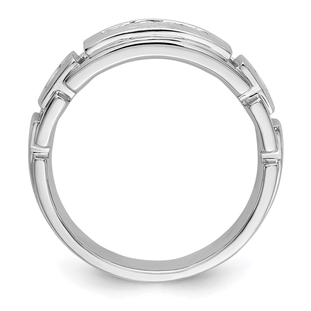 14K White Gold Real Diamond Men's Band