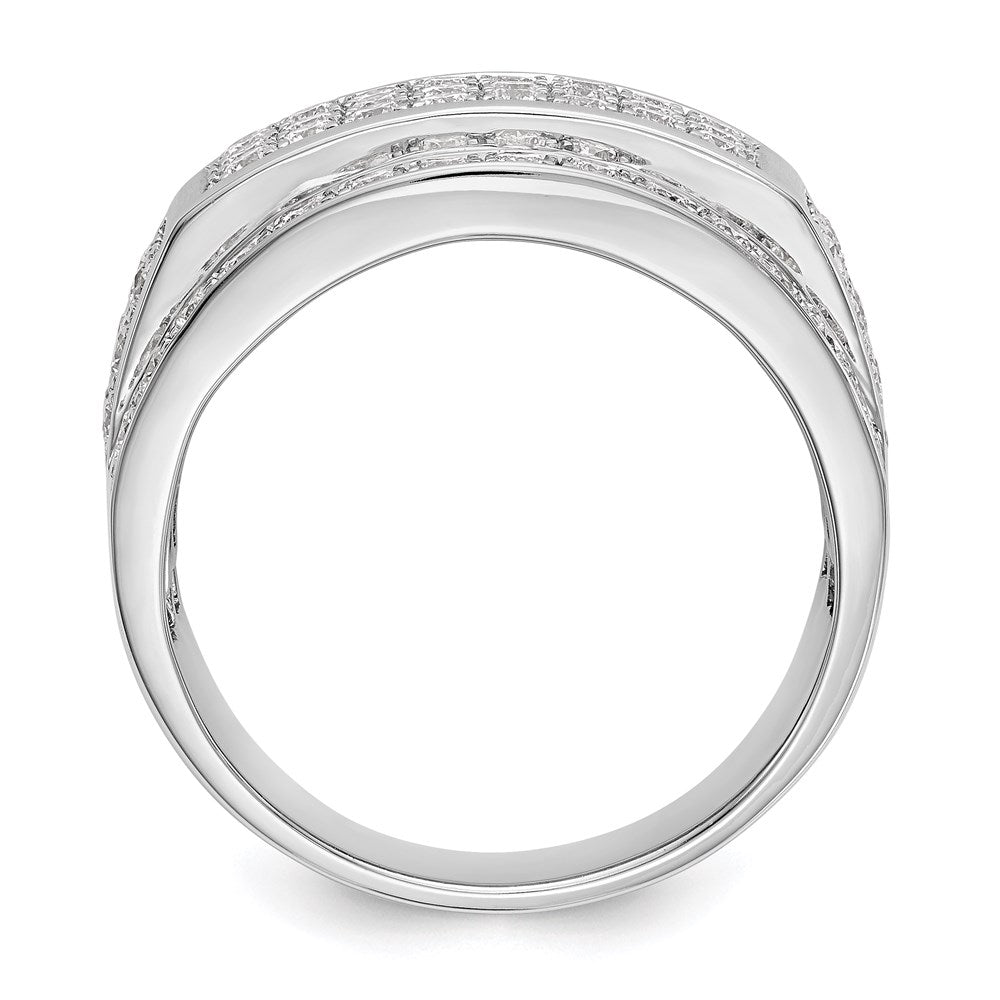 14K White Gold Real Diamond Men's Band