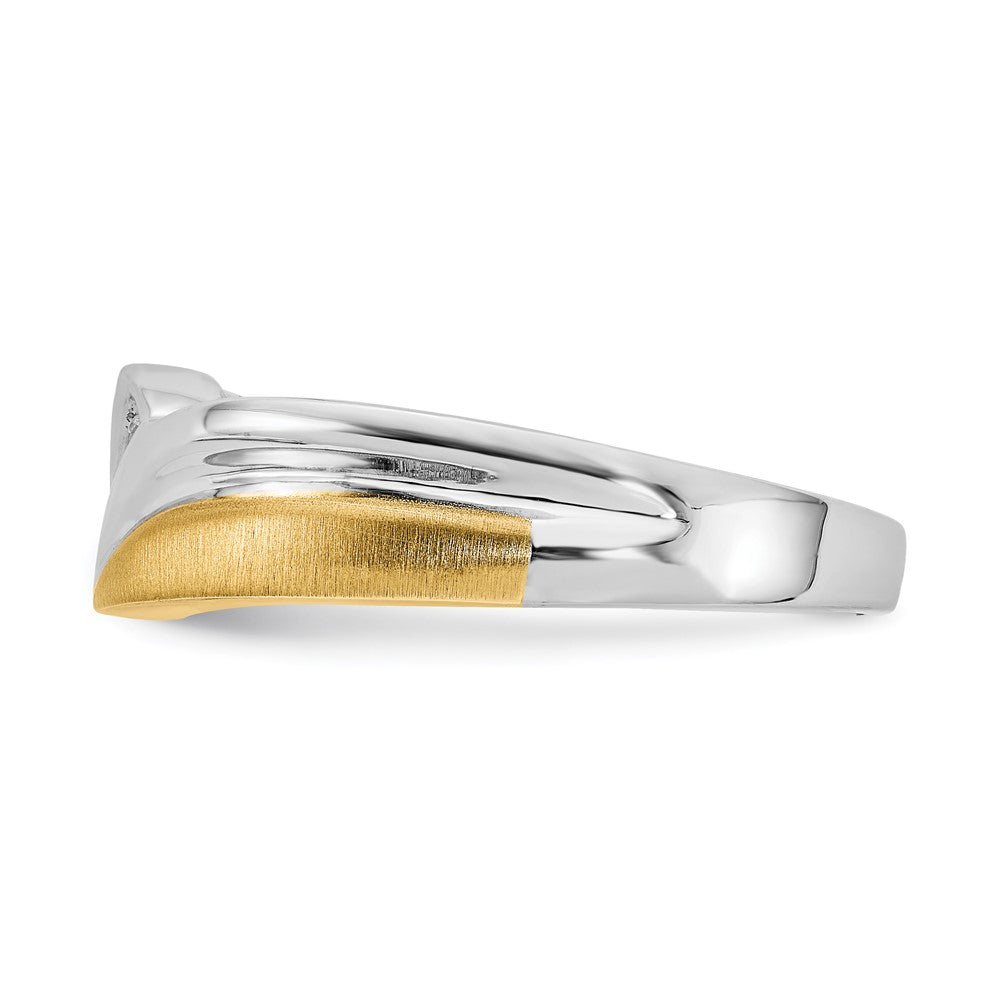 14k White u0026 Yellow Gold Real Diamond Men's Ring