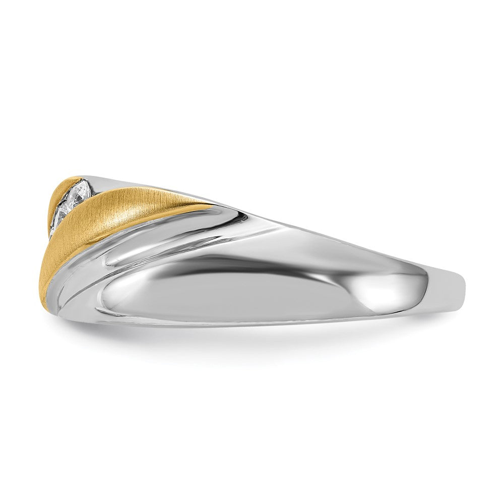 14k White u0026 Yellow Gold Real Diamond Men's Ring