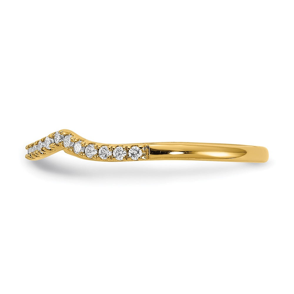14K Yellow Gold Real Diamond Contoured Wedding Band