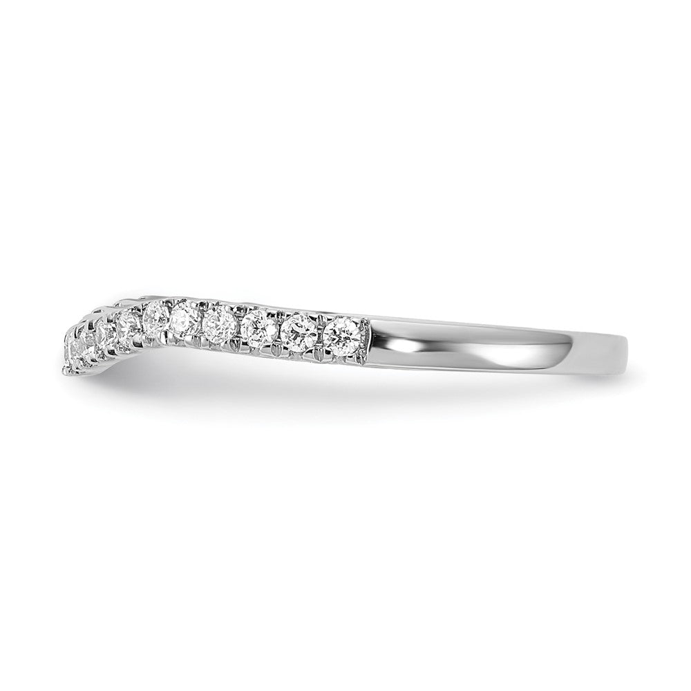 14k White Gold Real Diamond Contoured Wedding Band