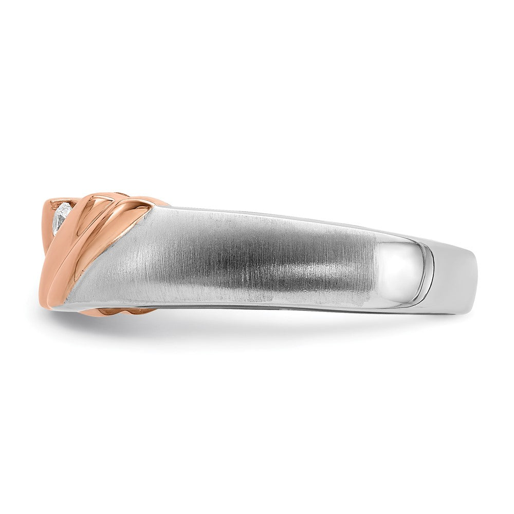 14k White u0026 Rose Gold Men's Real Diamond Bridal Band