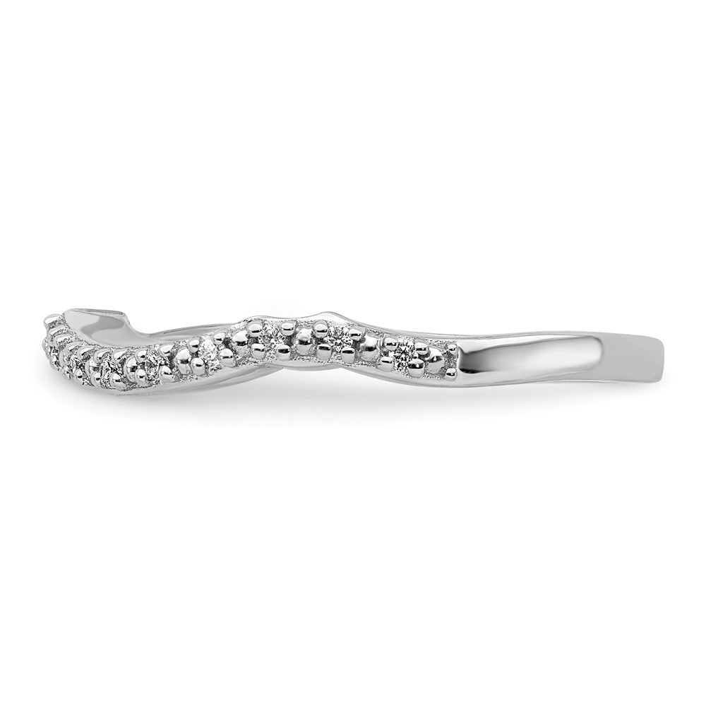 14k White Gold Contoured Real Diamond Band