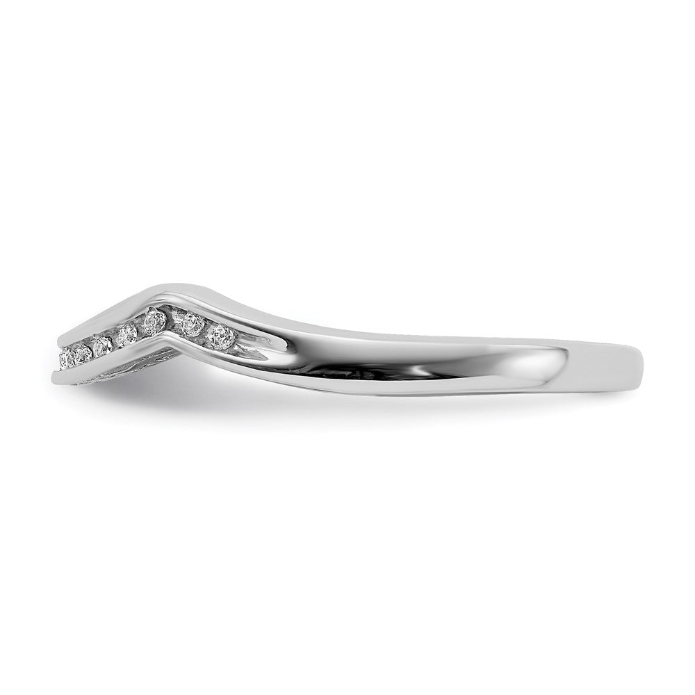 14k White Gold Contoured Real Diamond Band