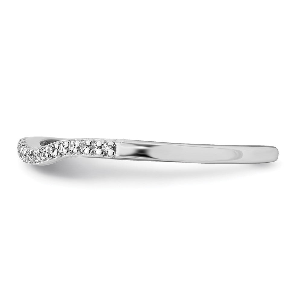 14k White Gold Contoured Real Diamond Band