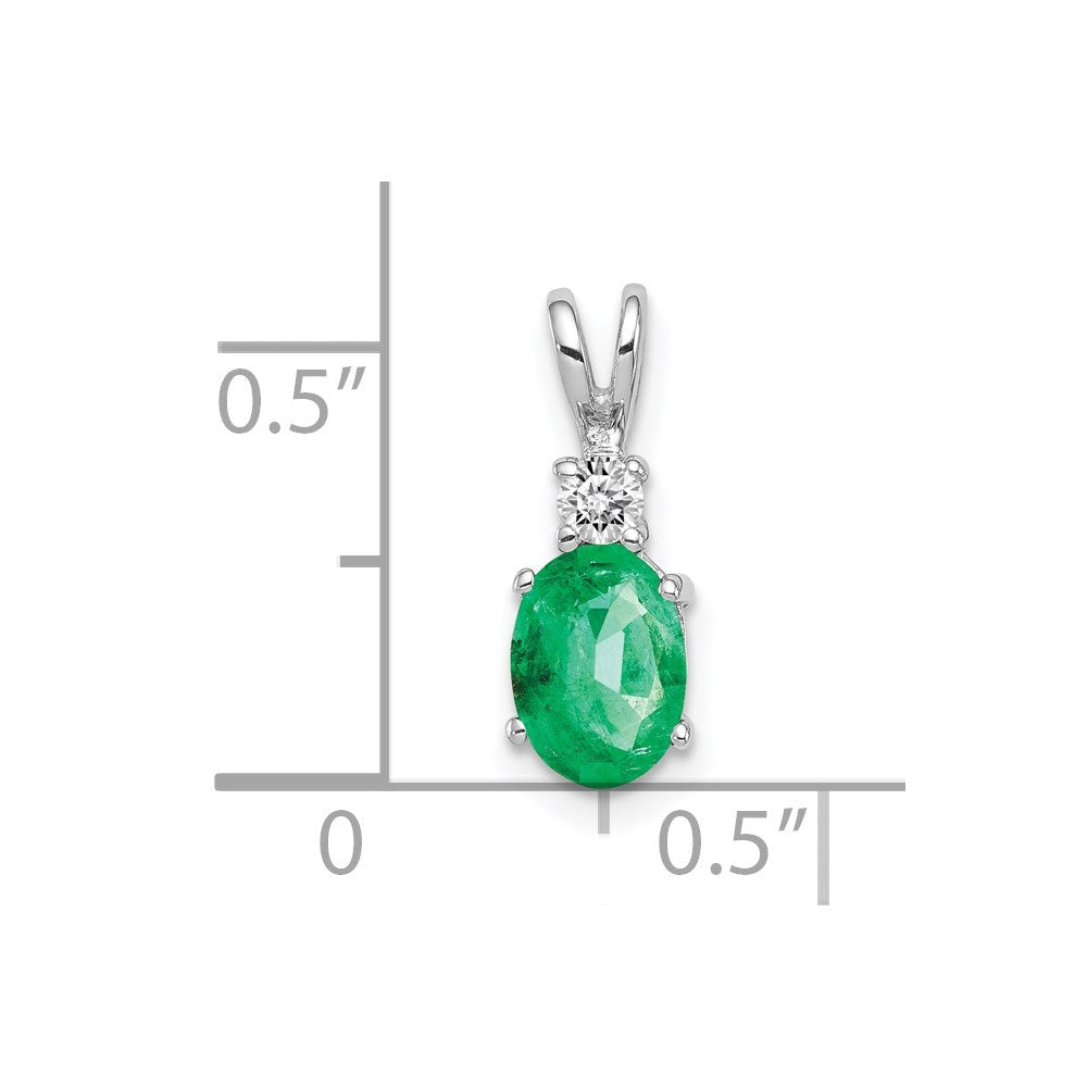 14k White Gold 7x5mm Oval Emerald A Real Diamond pendant
