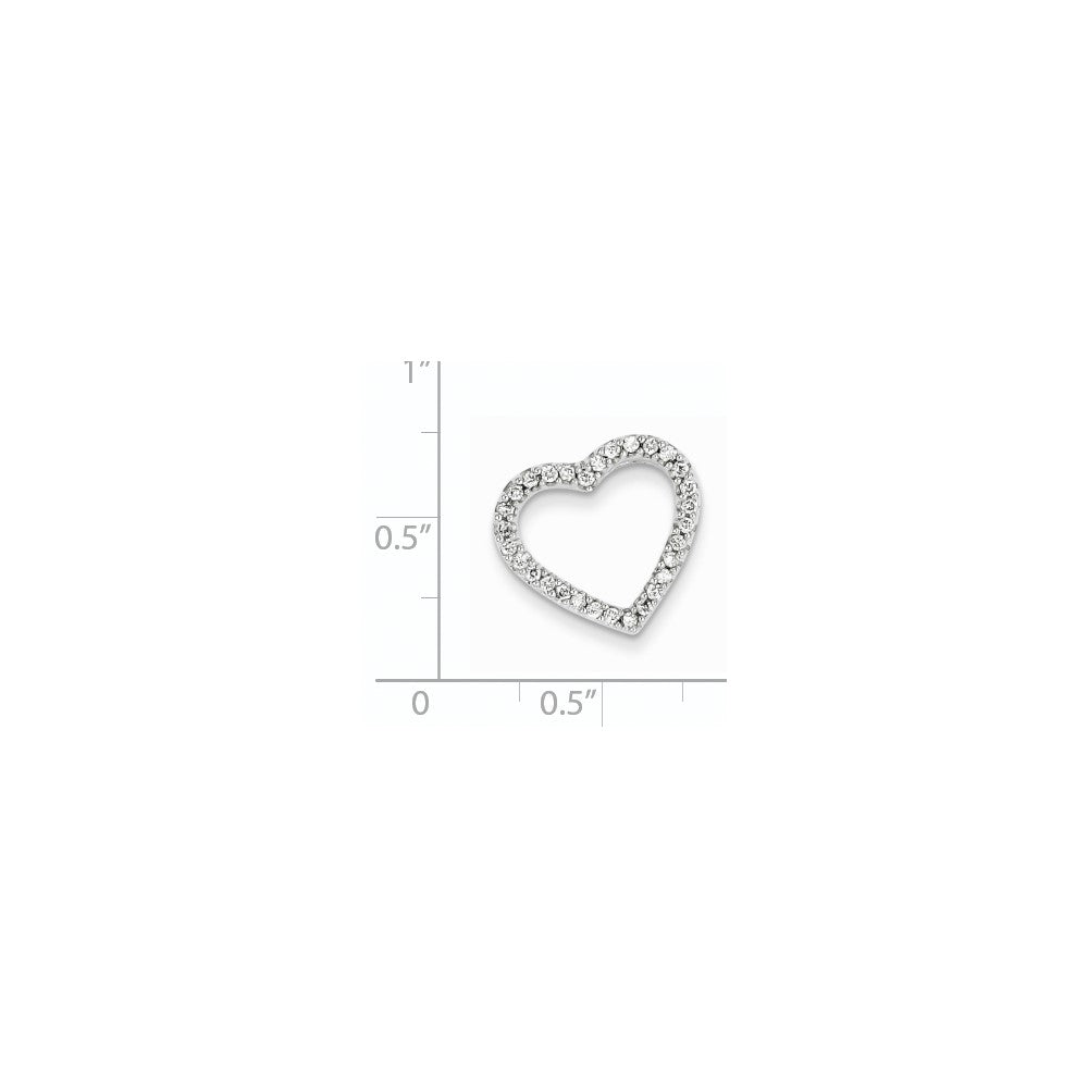 14k White Gold AA Quality Completed Real Diamond Vintage Heart Pendant