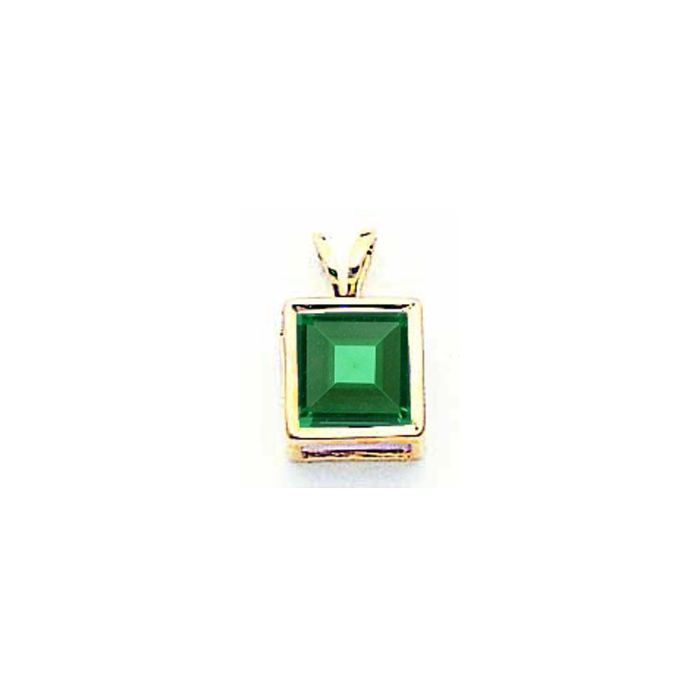 14K Yellow Gold 7mm Princess Cut Mount St. Helens bezel pendant