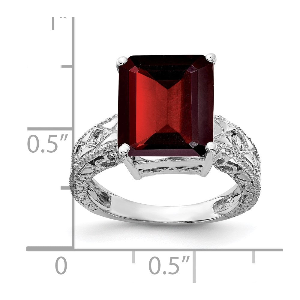 14k White Gold 12x10mm Emerald Cut Garnet A Real Diamond ring