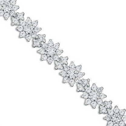 Lab-Created White Sapphire Flower Bracelet in Sterling Silver - 7.5"