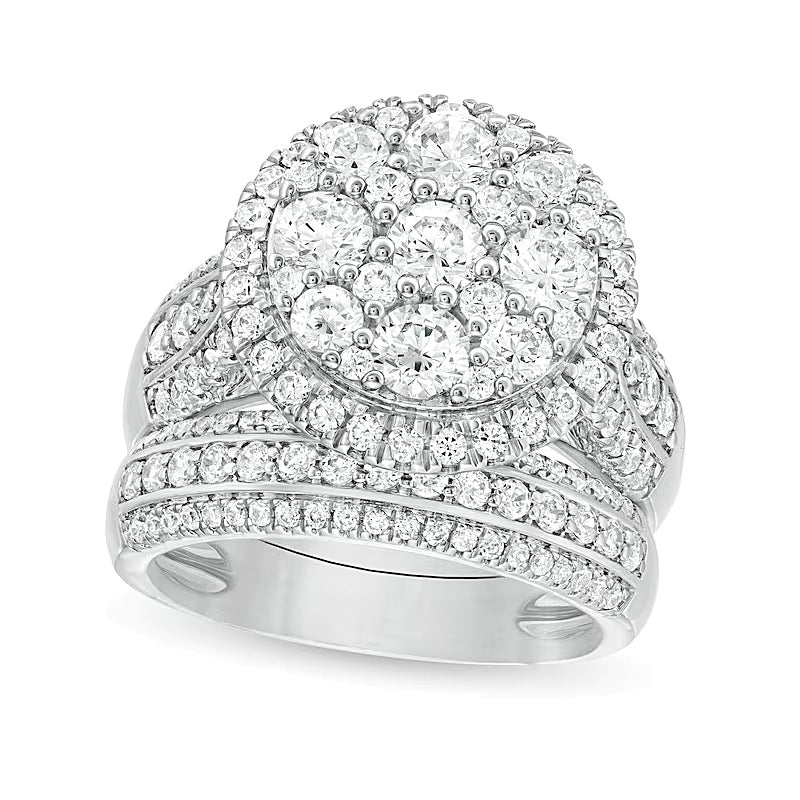 2.5 CT. TW Composite Diamond Frame Multi-Row Bridal Set in 10K White Gold