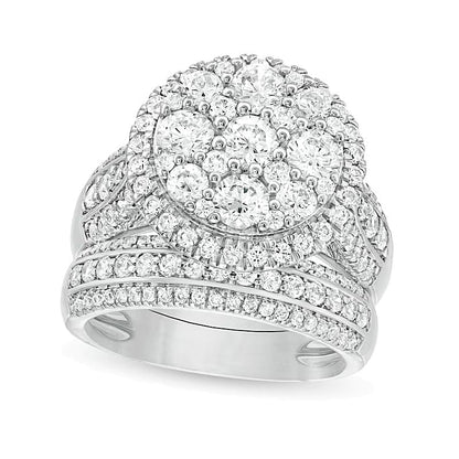 2.5 CT. TW Composite Diamond Frame Multi-Row Bridal Set in 10K White Gold