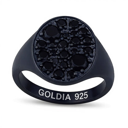 1.75 CT. TW Black Diamond Oval-Top Ring in Oxidized Black Sterling Silver