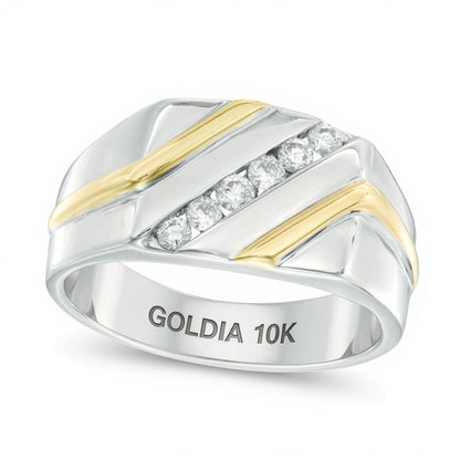 0.25 CT. TW Diamond Slant Anniversary Band in 10K Two-Tone Gold