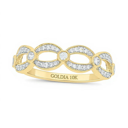0.25 CT. TW Diamond Open Link Station Stackable Band in 10K Gold