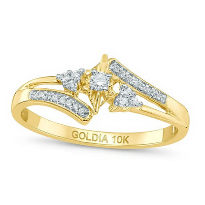 0.1 CT. TW Diamond Bypass Promise Ring in 10K Gold