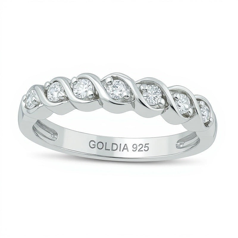 0.13 CT. TW Diamond Seven Stone "S" Anniversary Band in Sterling Silver