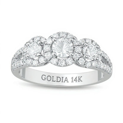 1.0 CT. TW Diamond Past Present FutureÂ® Frame Engagement Ring in 14K White Gold