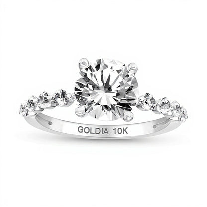 8.0mm White Lab-Created Sapphire Engagement Ring in 10K White Gold