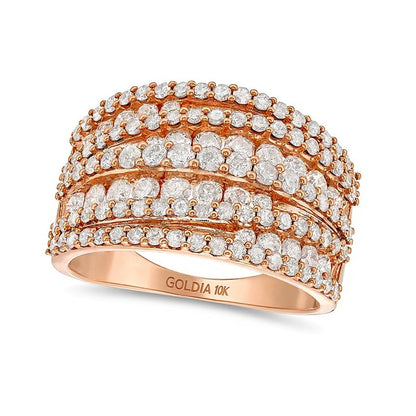 2.0 CT. TW Diamond Layered Overlay Multi-Row Band in 10K Rose Gold