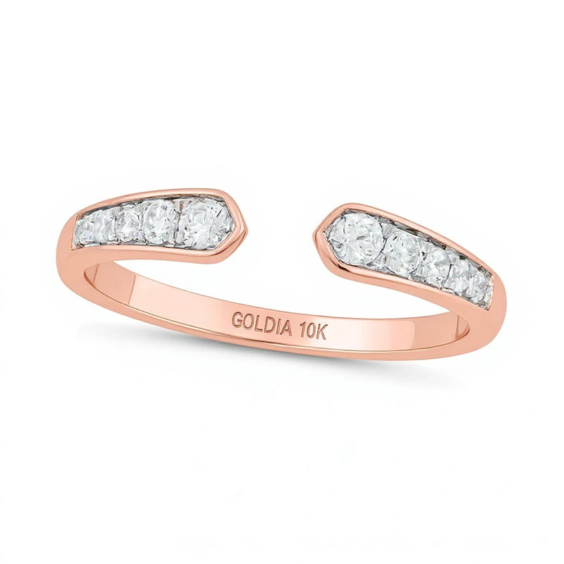 0.2 CT. TW Diamond Graduated Open Shank Stackable Band in 10K Rose Gold
