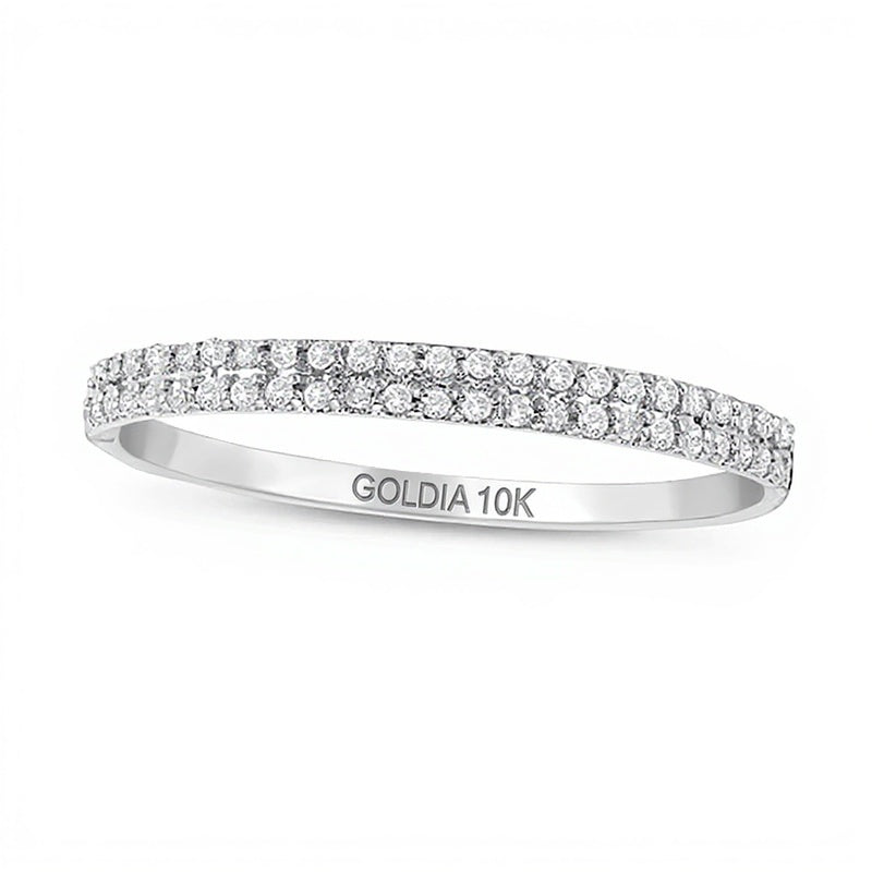 0.1 CT. TW Diamond Double Row Band in 10K White Gold