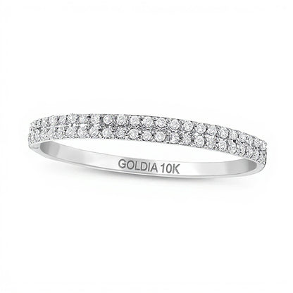 0.1 CT. TW Diamond Double Row Band in 10K White Gold