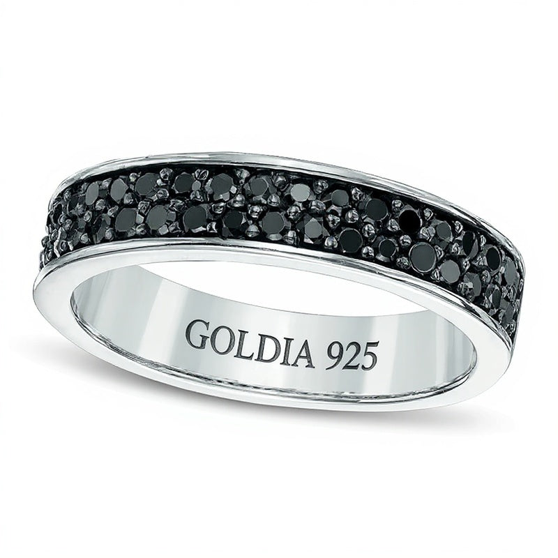 0.5 CT. TW Black Diamond Double Row Band in Sterling Silver