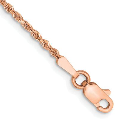 14k Rose Gold 10 inch 1.5mm Diamond-cut Rope with Lobster Clasp Anklet