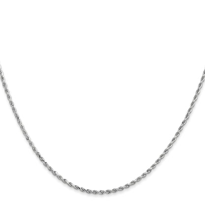 10k White Gold 1.5mm Diamond-cut Rope Chain Necklace