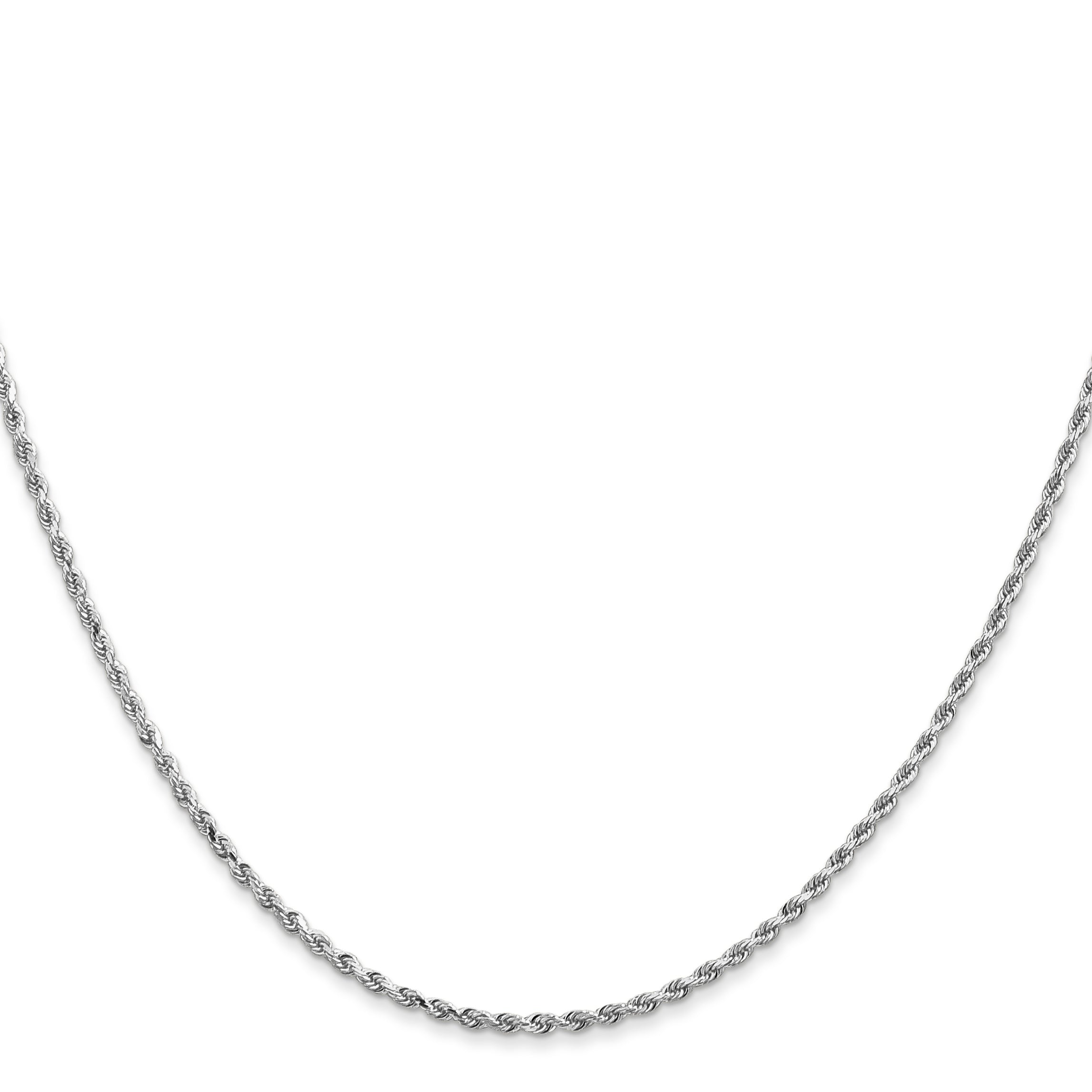 10k White Gold 1.5mm Diamond-cut Rope Chain Necklace