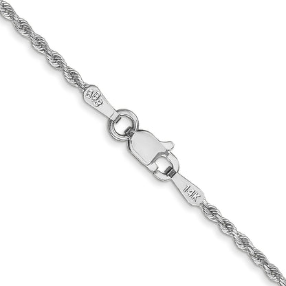 10k White Gold 1.5mm Diamond-cut Rope Chain Necklace