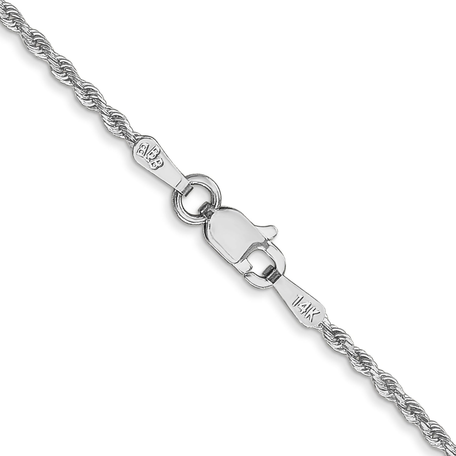 10k White Gold 1.5mm Diamond-cut Rope Chain Necklace