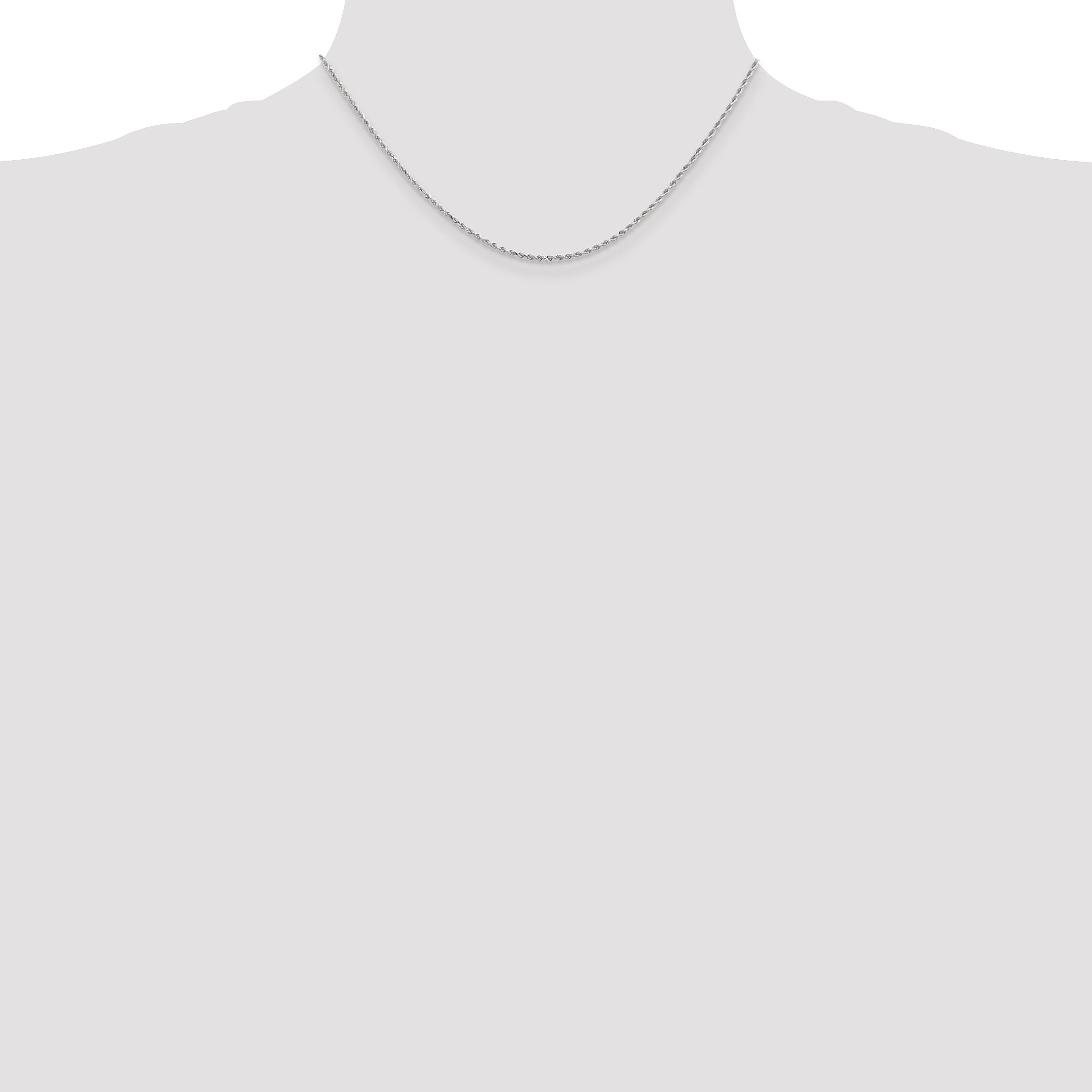10k White Gold 1.5mm Diamond-cut Rope Chain Necklace