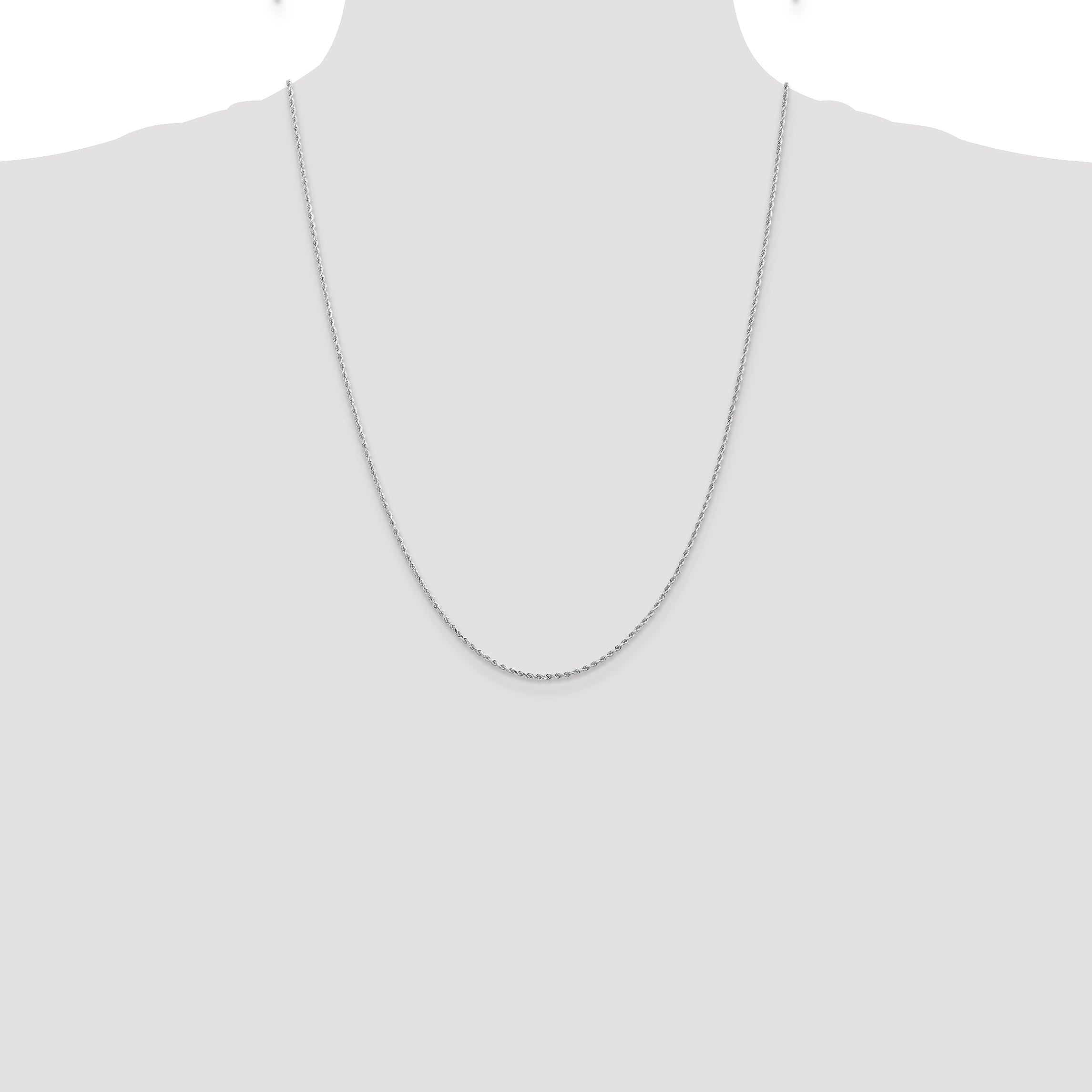 10k White Gold 1.5mm Diamond-cut Rope Chain Necklace