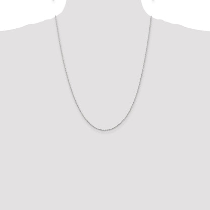 10k White Gold 1.5mm Diamond-cut Rope Chain Necklace
