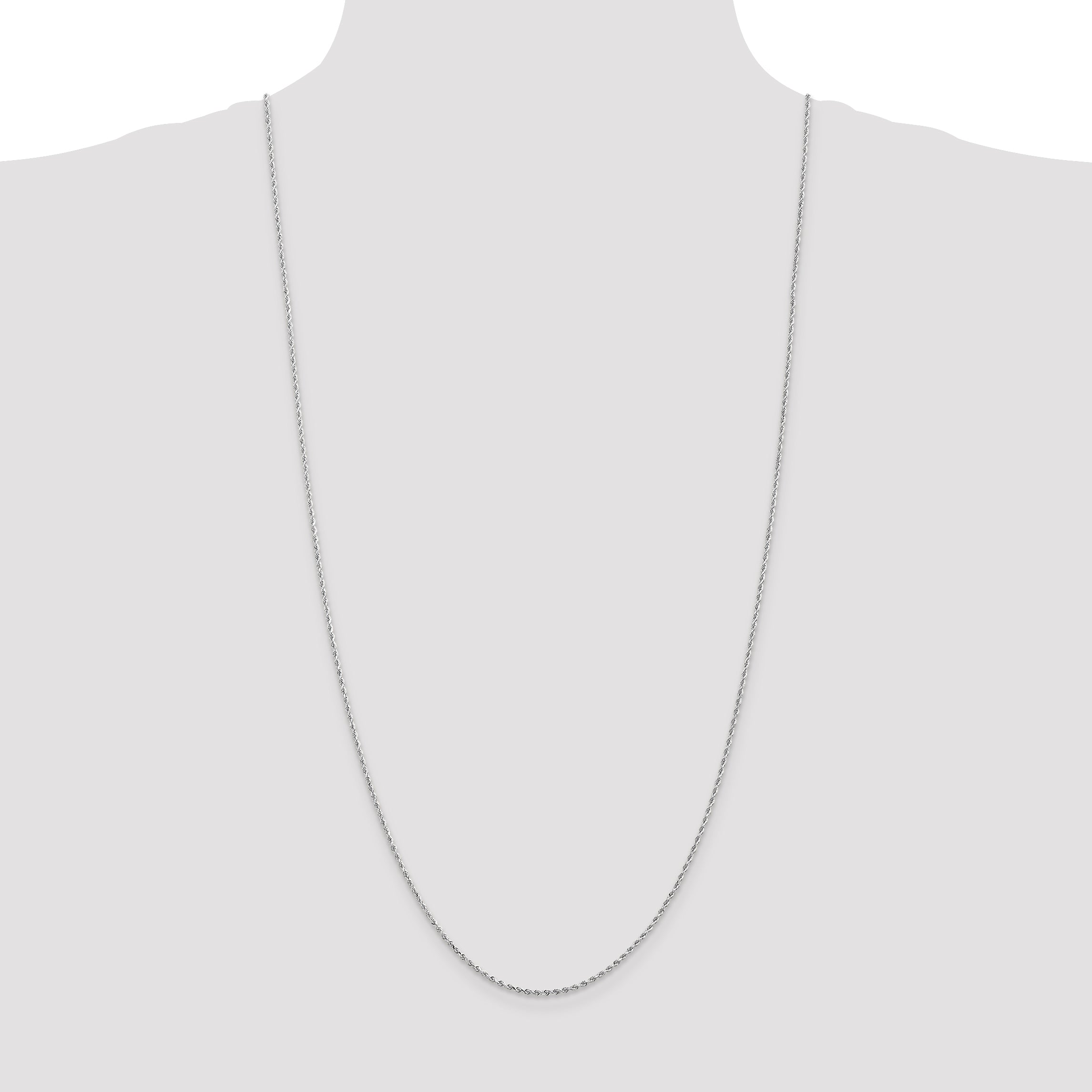 10k White Gold 1.5mm Diamond-cut Rope Chain Necklace
