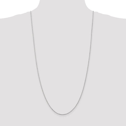 10k White Gold 1.5mm Diamond-cut Rope Chain Necklace
