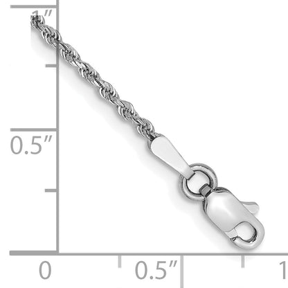 10k White Gold 1.5mm Diamond-cut Rope Chain Bracelet