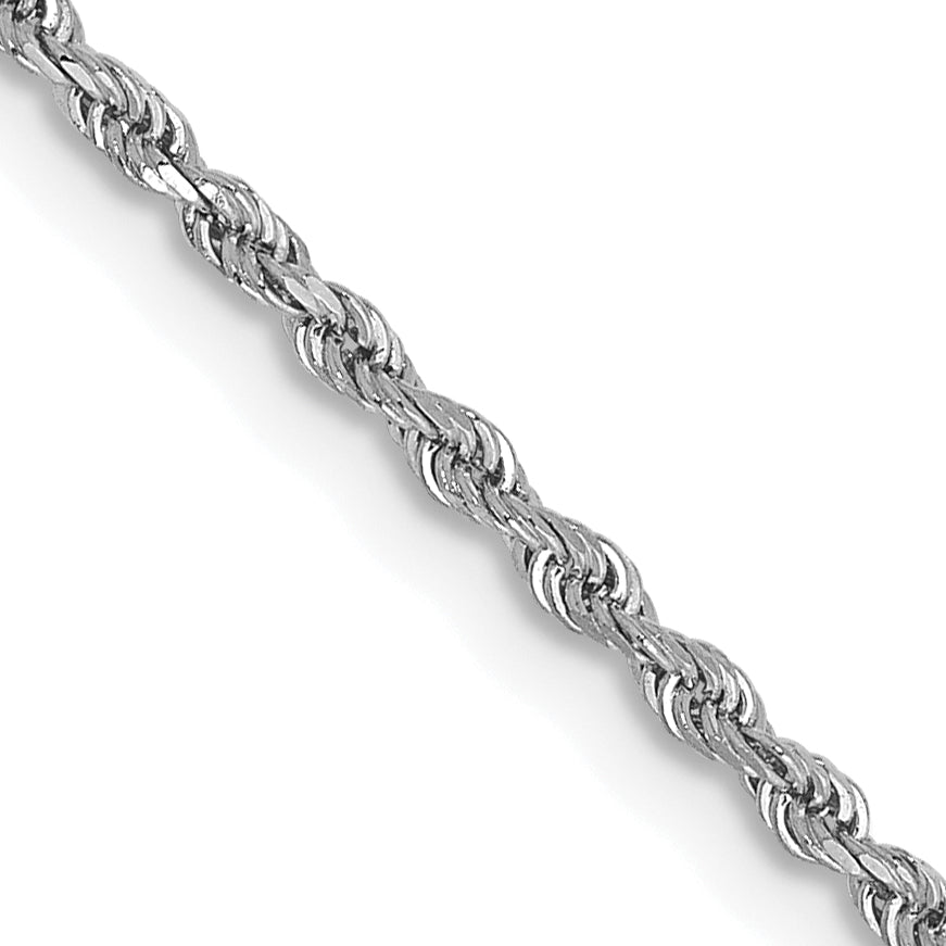 10k White Gold 1.5mm Diamond-cut Rope Chain Necklace