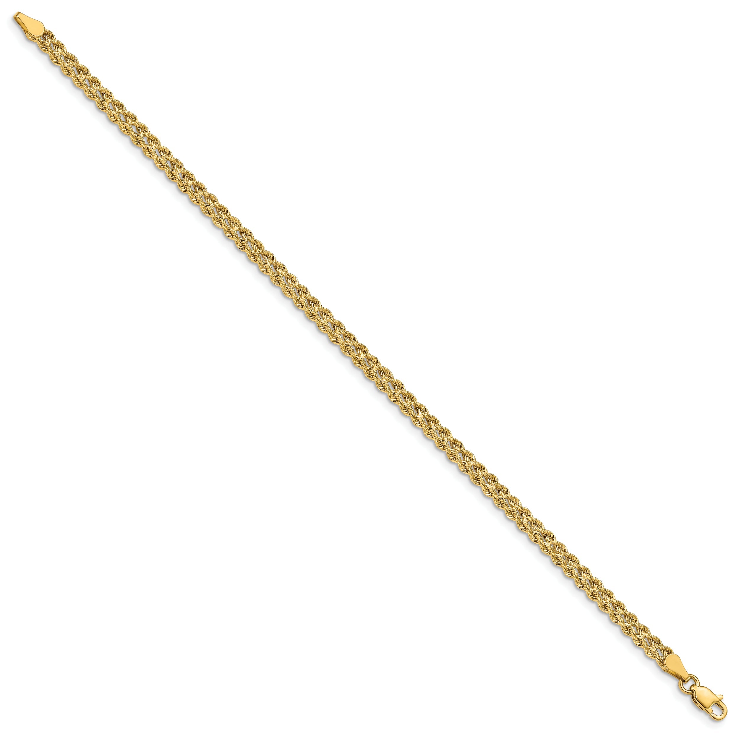 14k Yellow Gold 3.75mm Double Strand Rope Chain Bracelet