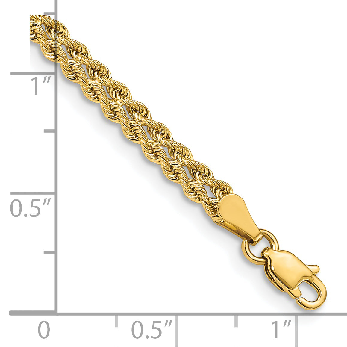 14k Yellow Gold 3.75mm Double Strand Rope Chain Bracelet