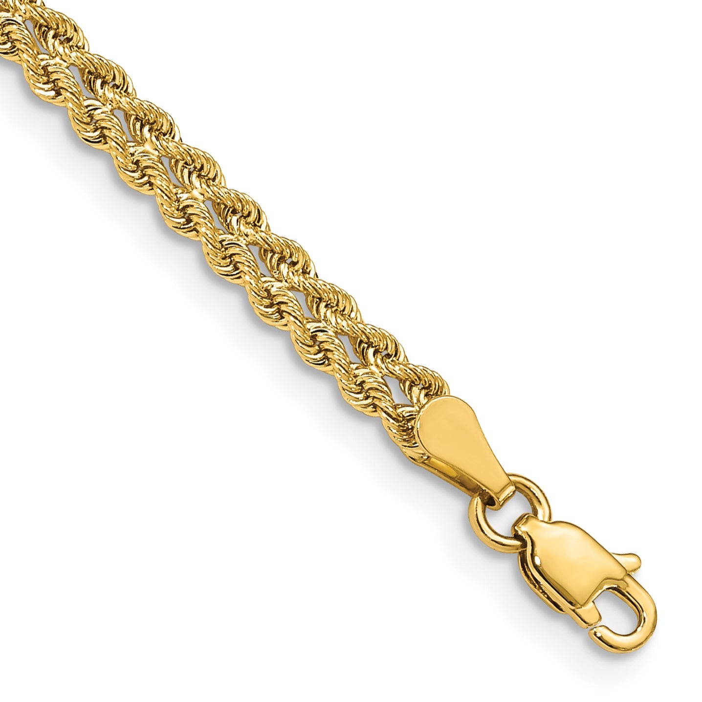14k Yellow Gold 3.75mm Double Strand Rope Chain Bracelet