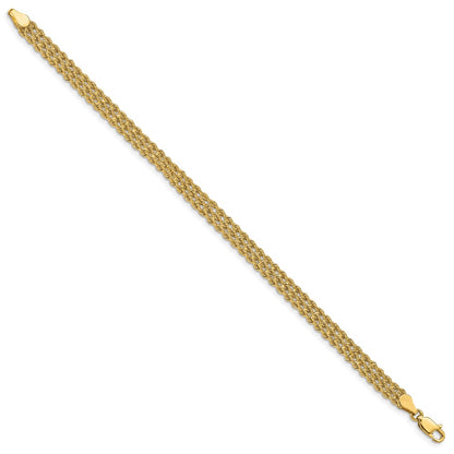14k Yellow Gold 5.5mm Triple Strand Rope Chain Bracelet