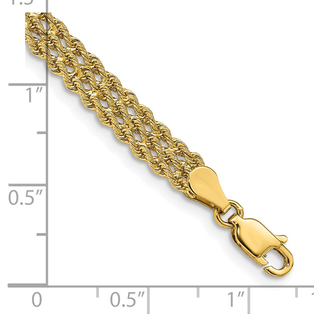 14k Yellow Gold 5.5mm Triple Strand Rope Chain Bracelet