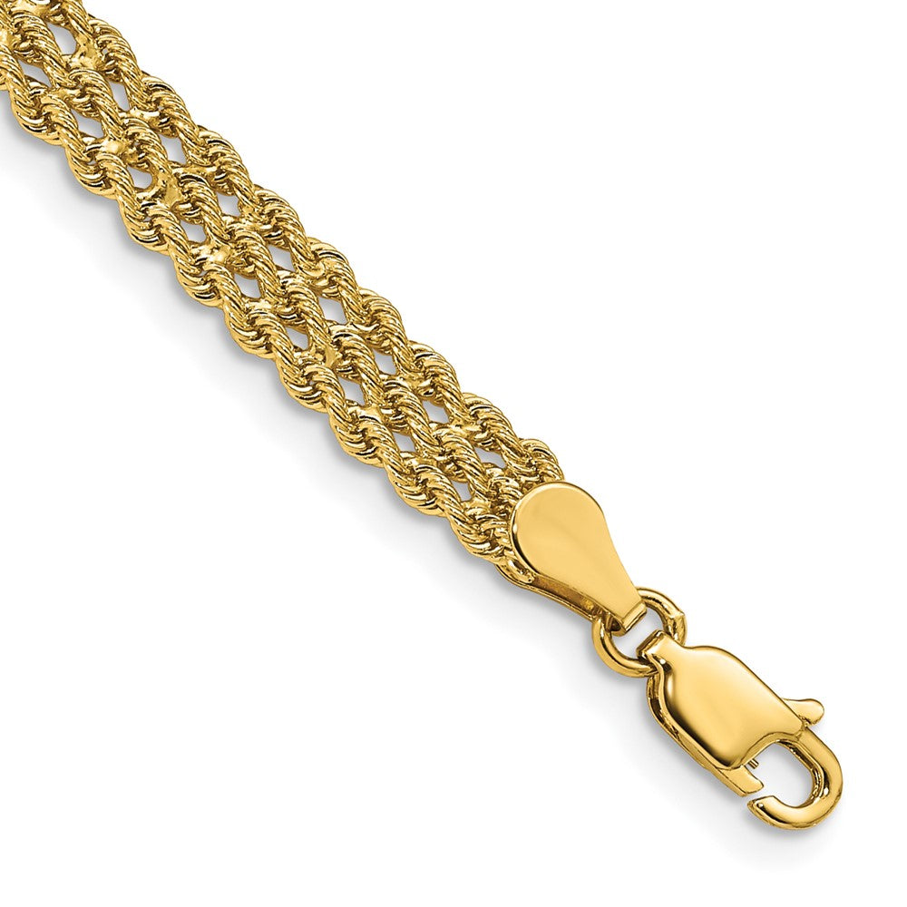 14k Yellow Gold 5.5mm Triple Strand Rope Chain Bracelet