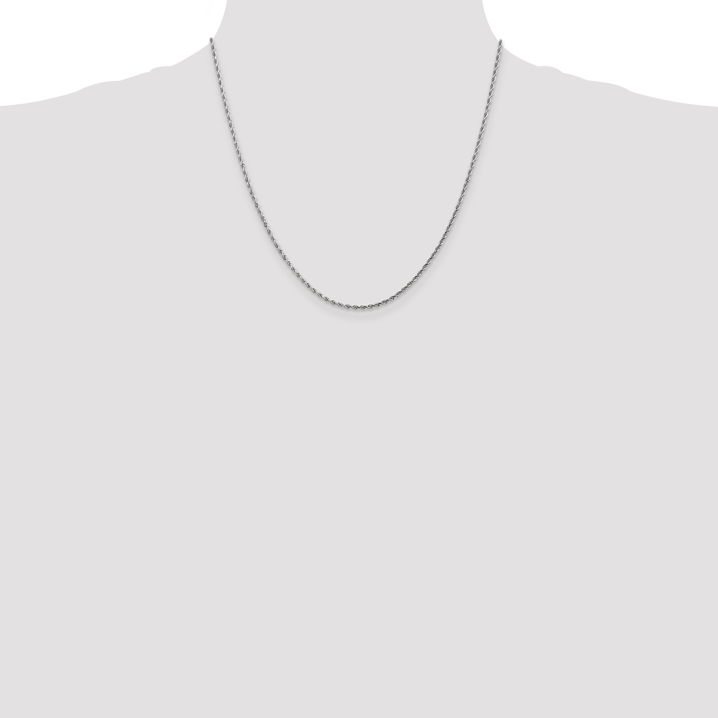 10k White Gold 1.75mm Diamond-cut Rope Chain Necklace
