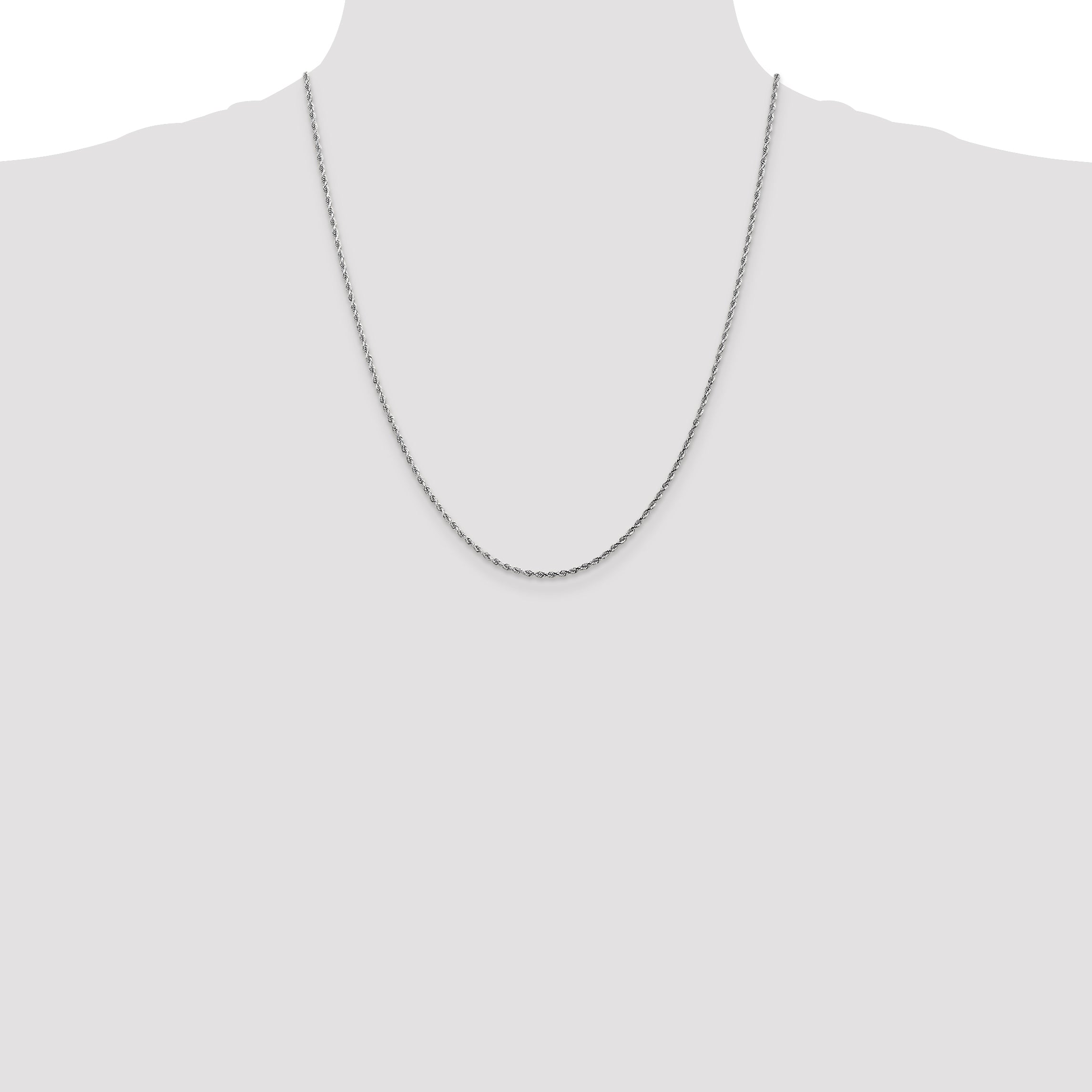 10k White Gold 1.75mm Diamond-cut Rope Chain Necklace